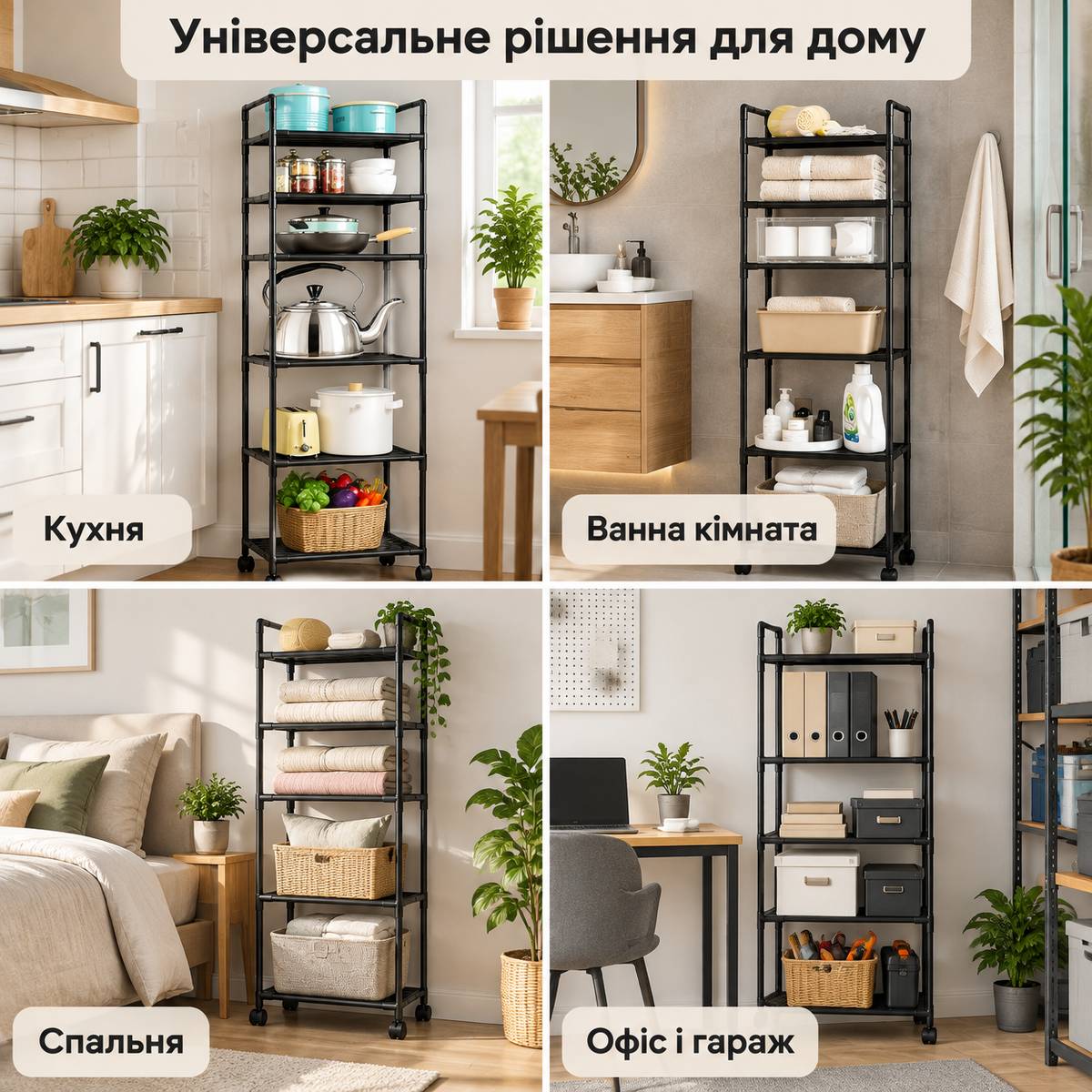 Підлоговий стелаж 6-рівневий на колесах